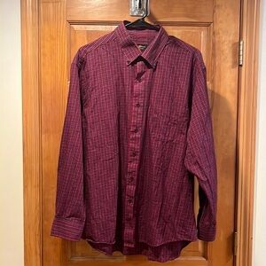 CLUB room regular fit plaid button down shirt size 17 1/2 .